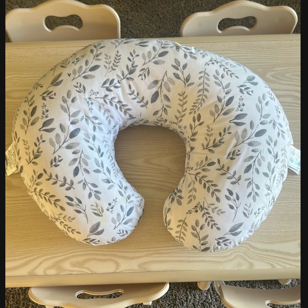 Boppy Gray Leaf Design Nursing Pillow